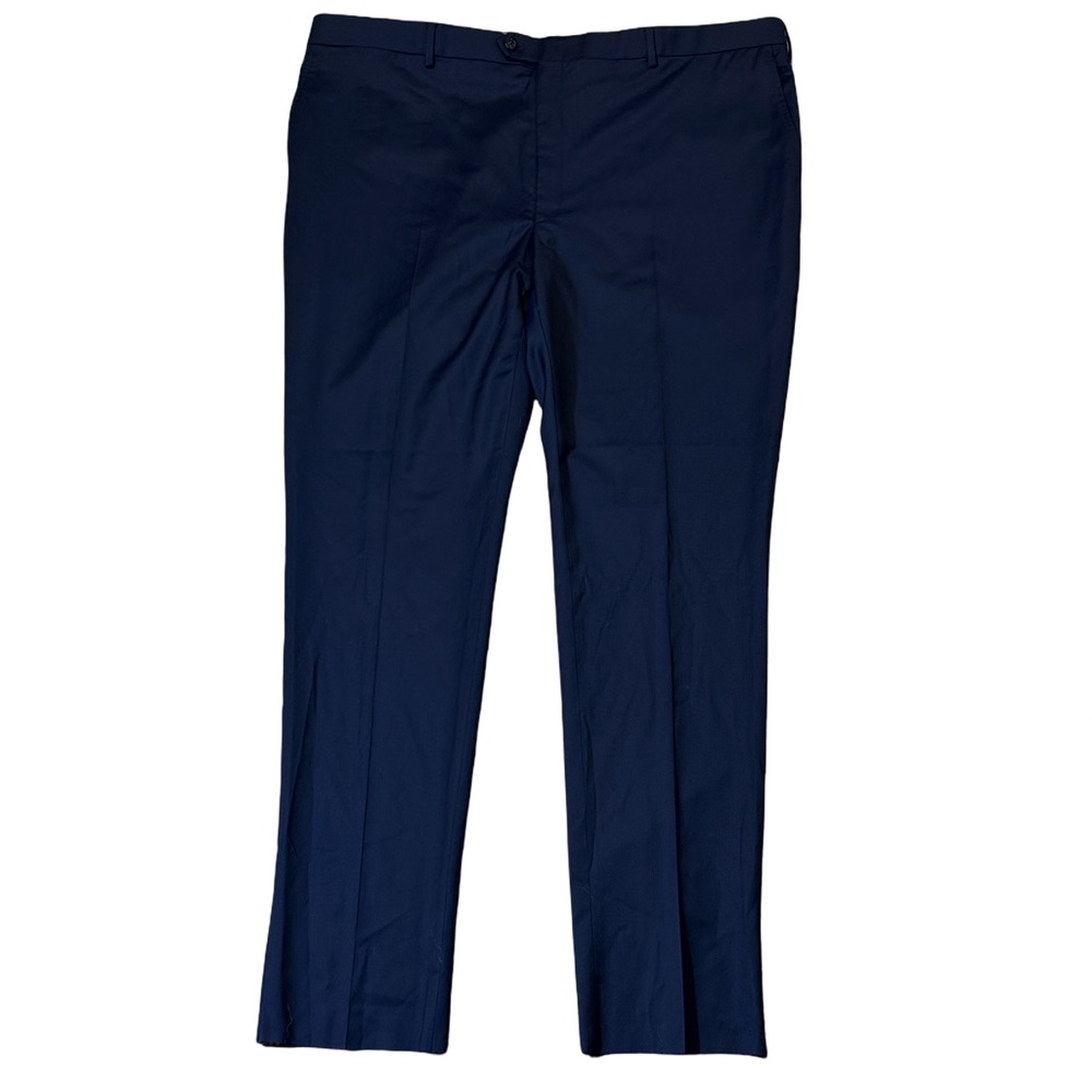 NWT Hart Schaffner Marx mens 45 blue solid wool blend stretch dress pants NWT